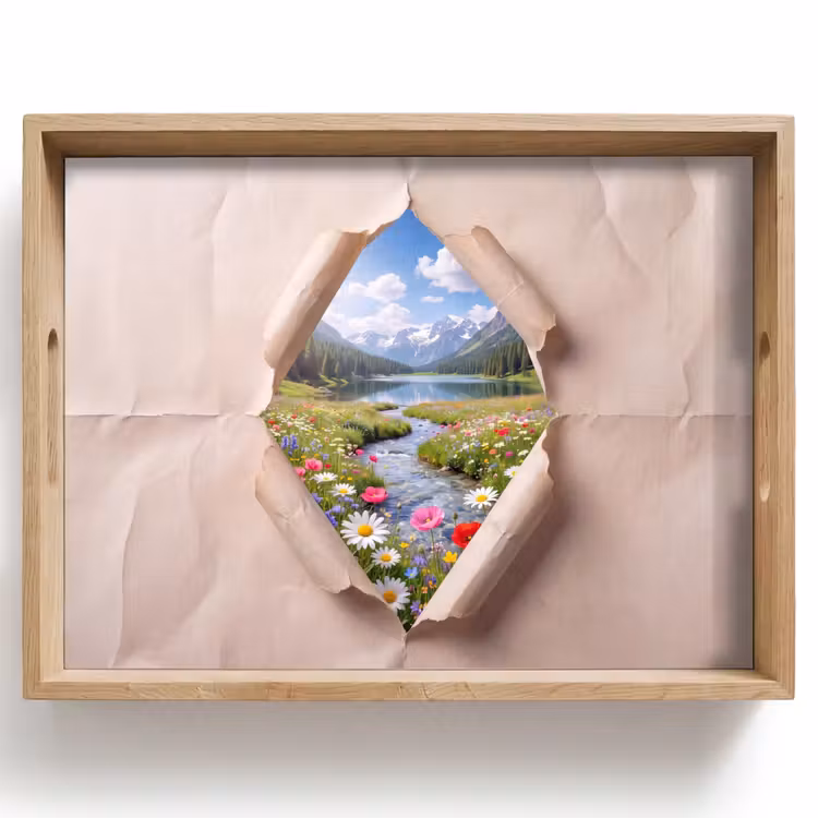 Dienblad - Bloemen - Rivier - Landschap — 1