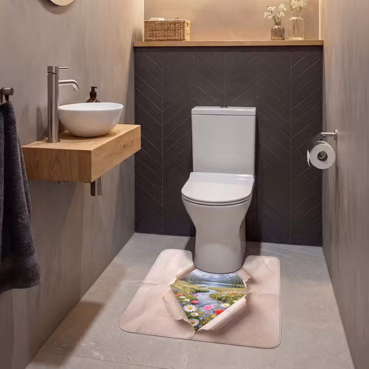 Wc Mat - Bloemen - Rivier - Landschap — 2