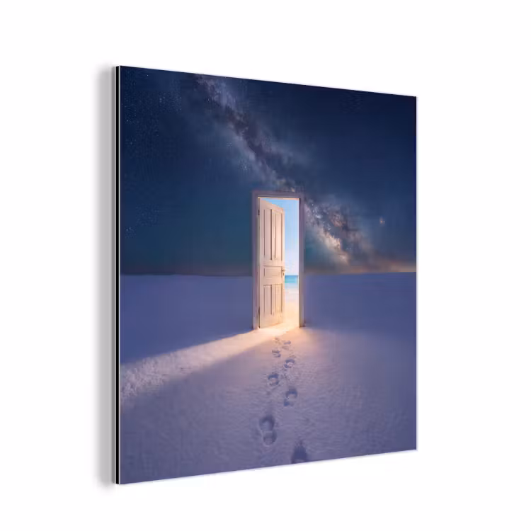 Aluminium schilderij - Deur - Sneeuw - Strand — 1