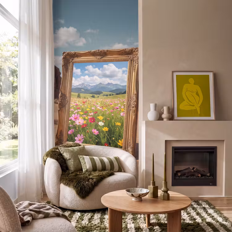 Behang - Kader - Woestijn - Bloemen — 1