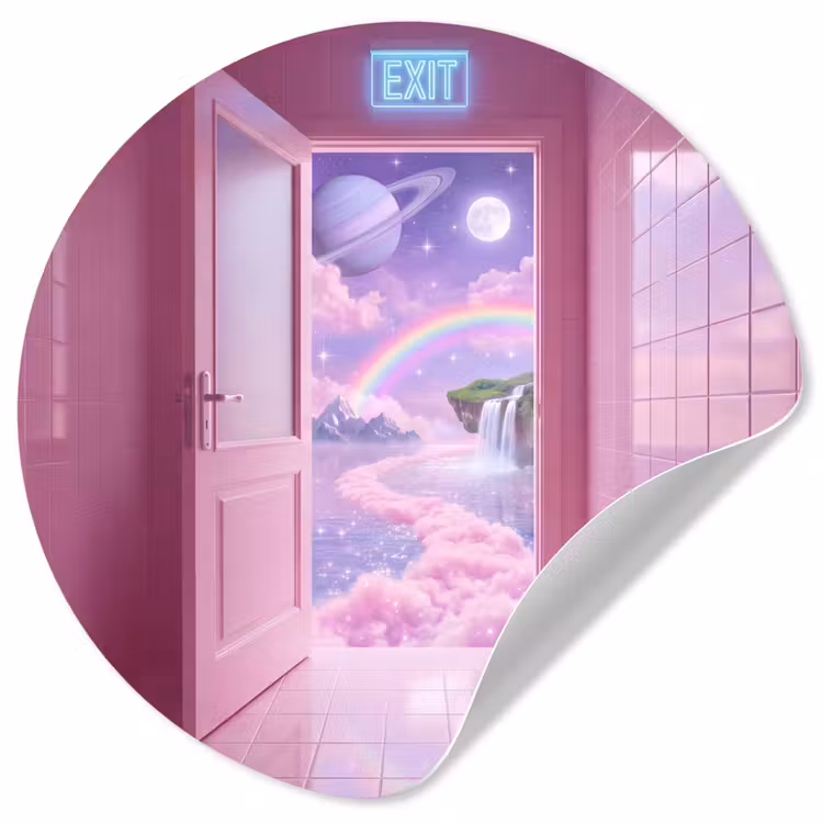 Behangcirkel - Roze deur - Fantasie — 1
