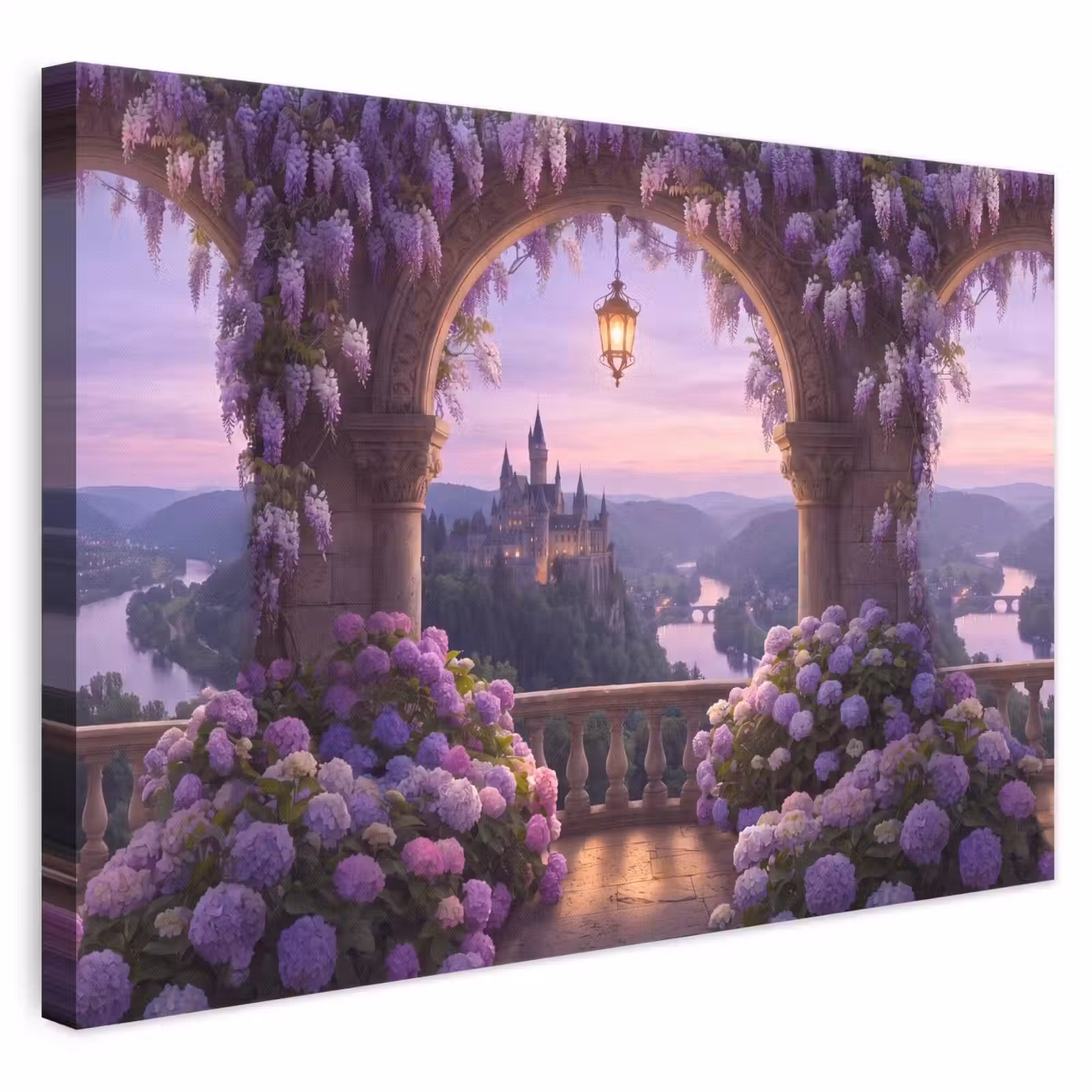 Canvas schilderij - Kasteel - Rivier - Avond — 1