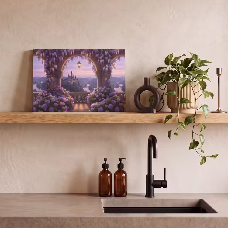 Canvas schilderij - Kasteel - Rivier - Avond — 4