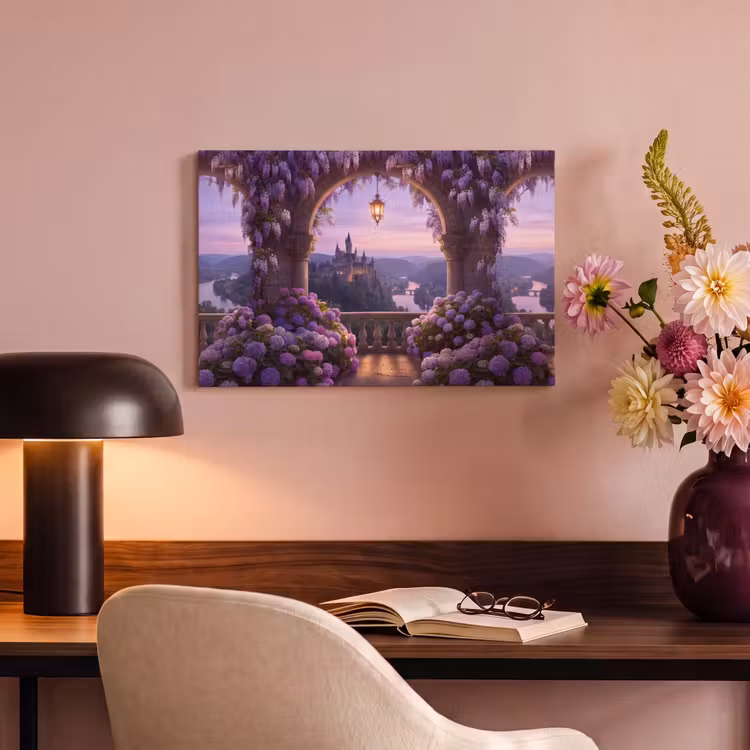 Canvas schilderij - Kasteel - Rivier - Avond — 6