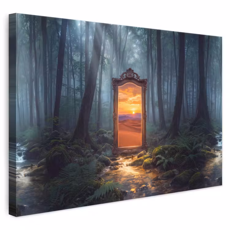 Canvas schilderij - Spiegel - Bos - Natuur — 1
