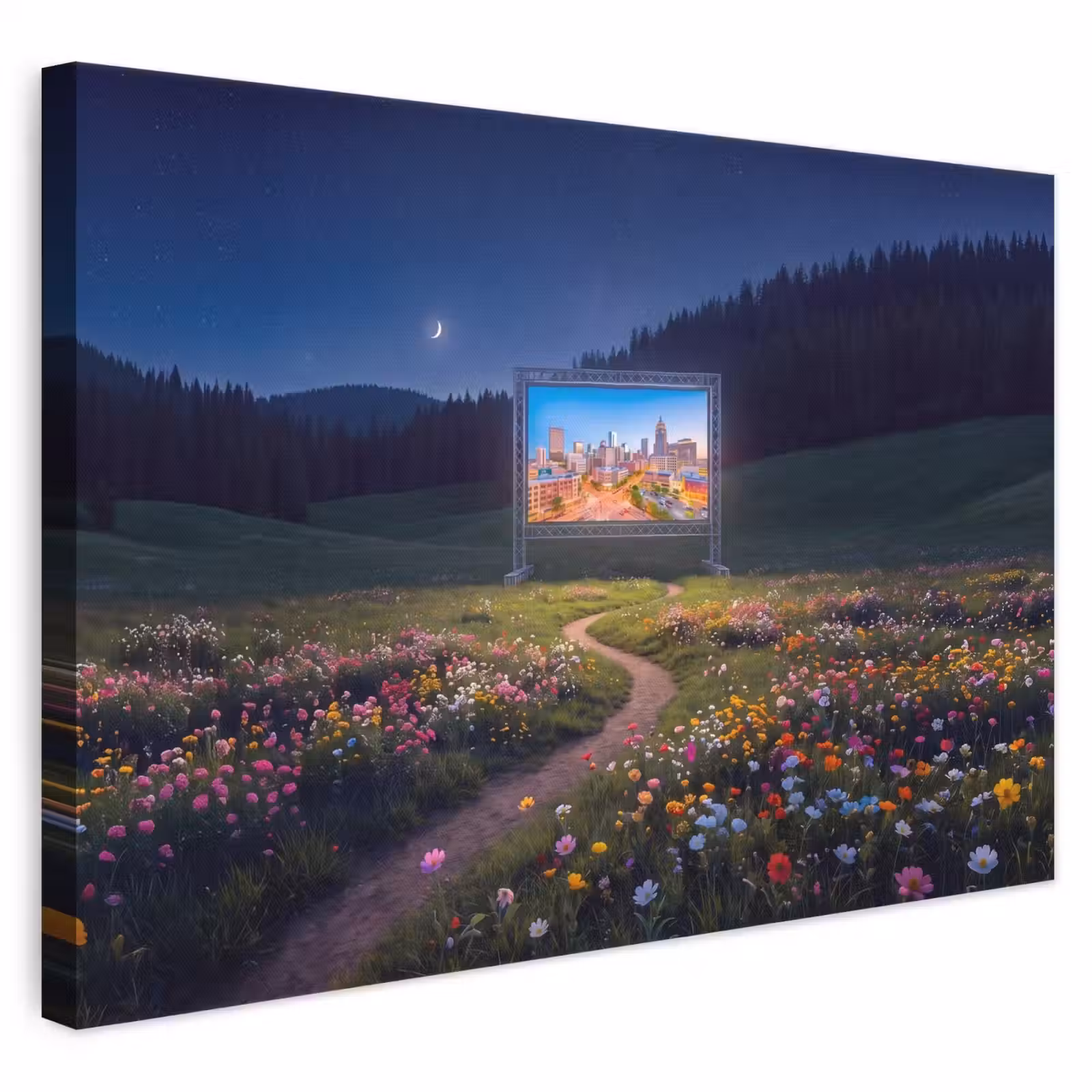 Canvas schilderij - Scherm - Stad - Natuur — 1