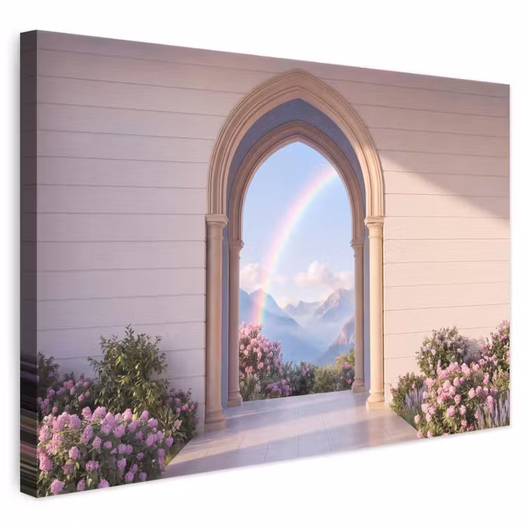 Canvas schilderij - Boog - Bergen - Regenboog — 1