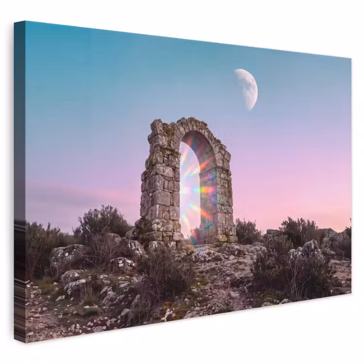 Canvas schilderij - Boog - Regenboog - Maan — 1