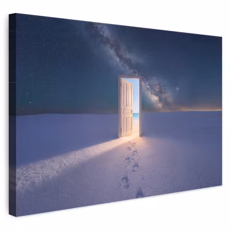 Canvas schilderij - Deur - Sneeuw - Strand — 1