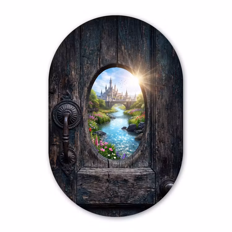 Muurovaal - Glas - Kasteel - Rivier - Natuur — 1