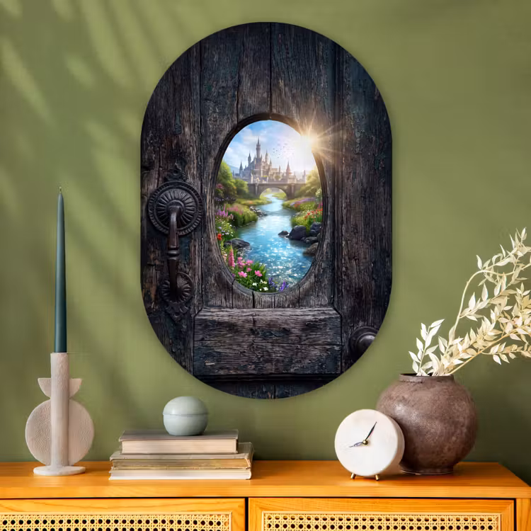 Muurovaal - Glas - Kasteel - Rivier - Natuur — 2