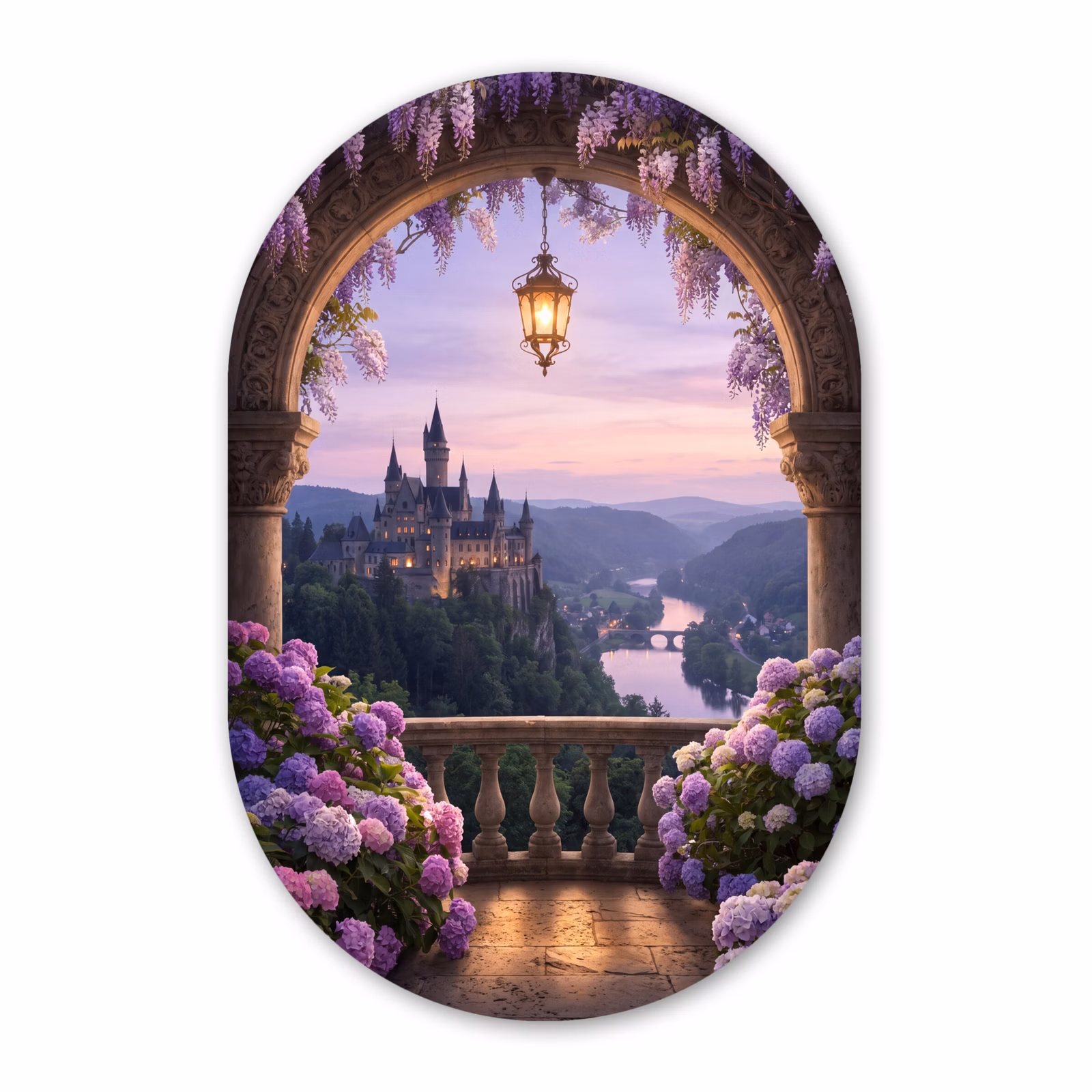 Muurovaal - Glas - Kasteel - Rivier - Avond — 1