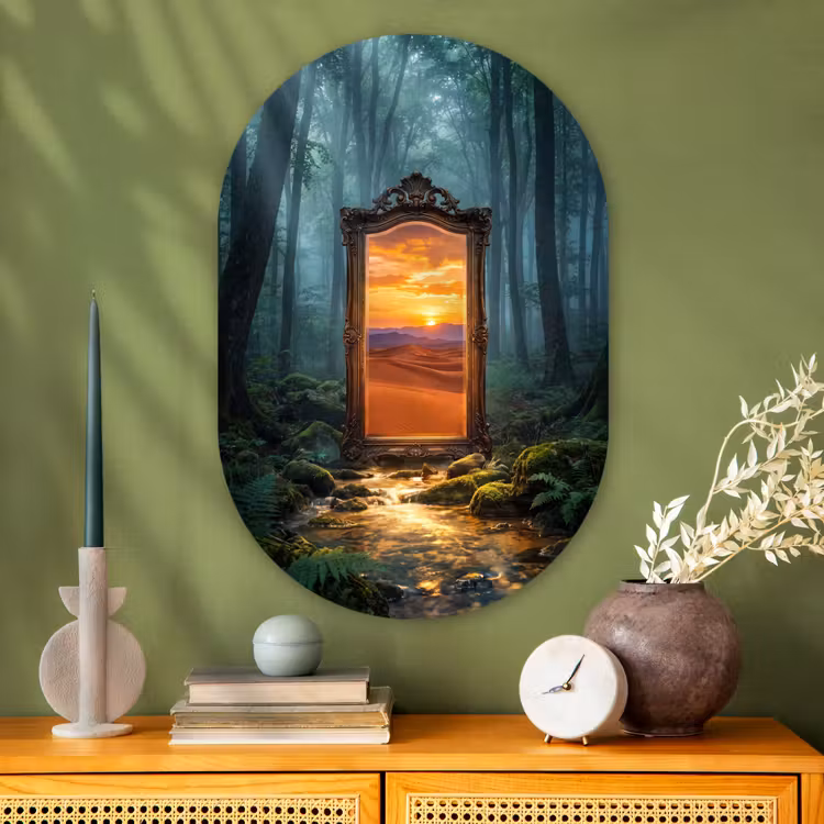 Muurovaal - Glas - Spiegel - Bos - Natuur — 2