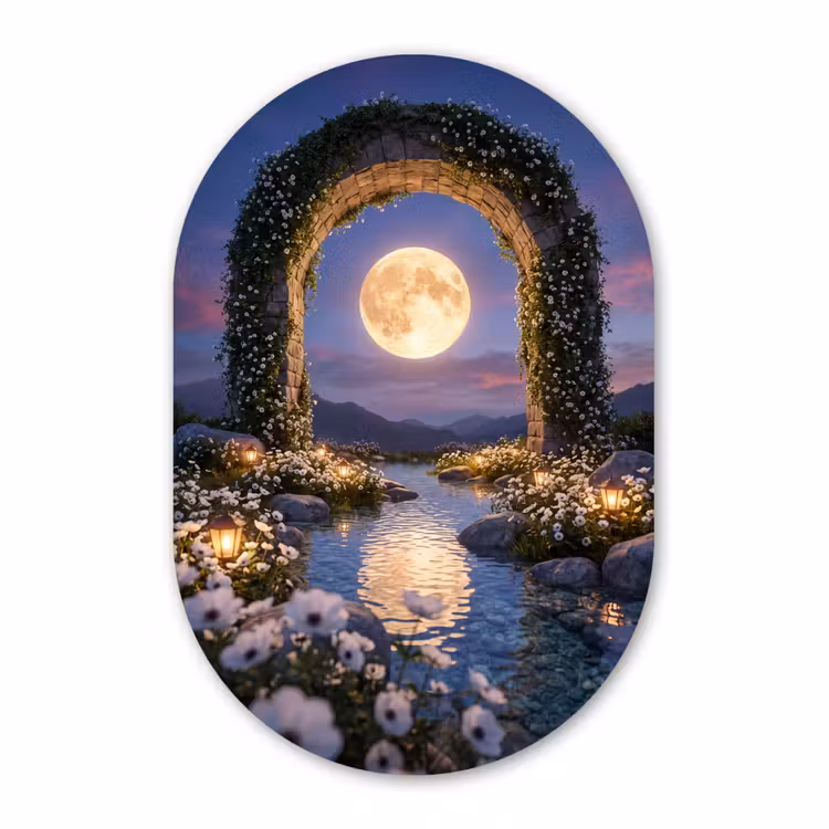 Muurovaal - Glas - Boog - Maan - Nacht — 1