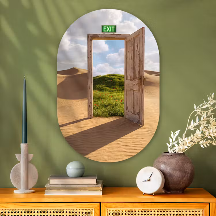 Muurovaal - Glas - Deur - Woestijn - Gras — 2