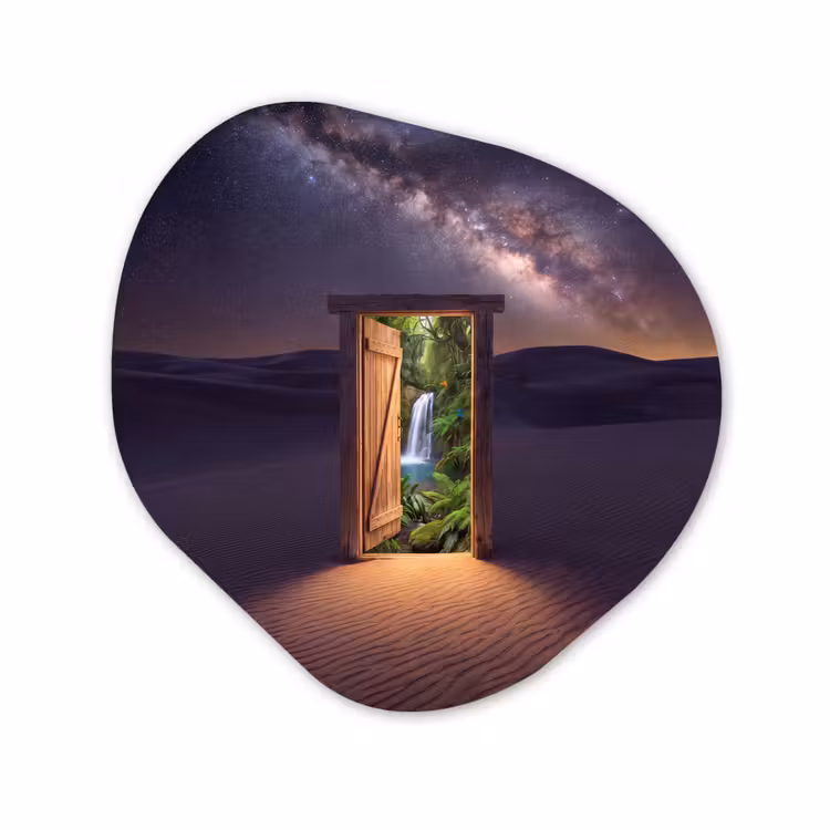Organisch schilderij - Forex - Deur - Woestijn - Natuur — 1