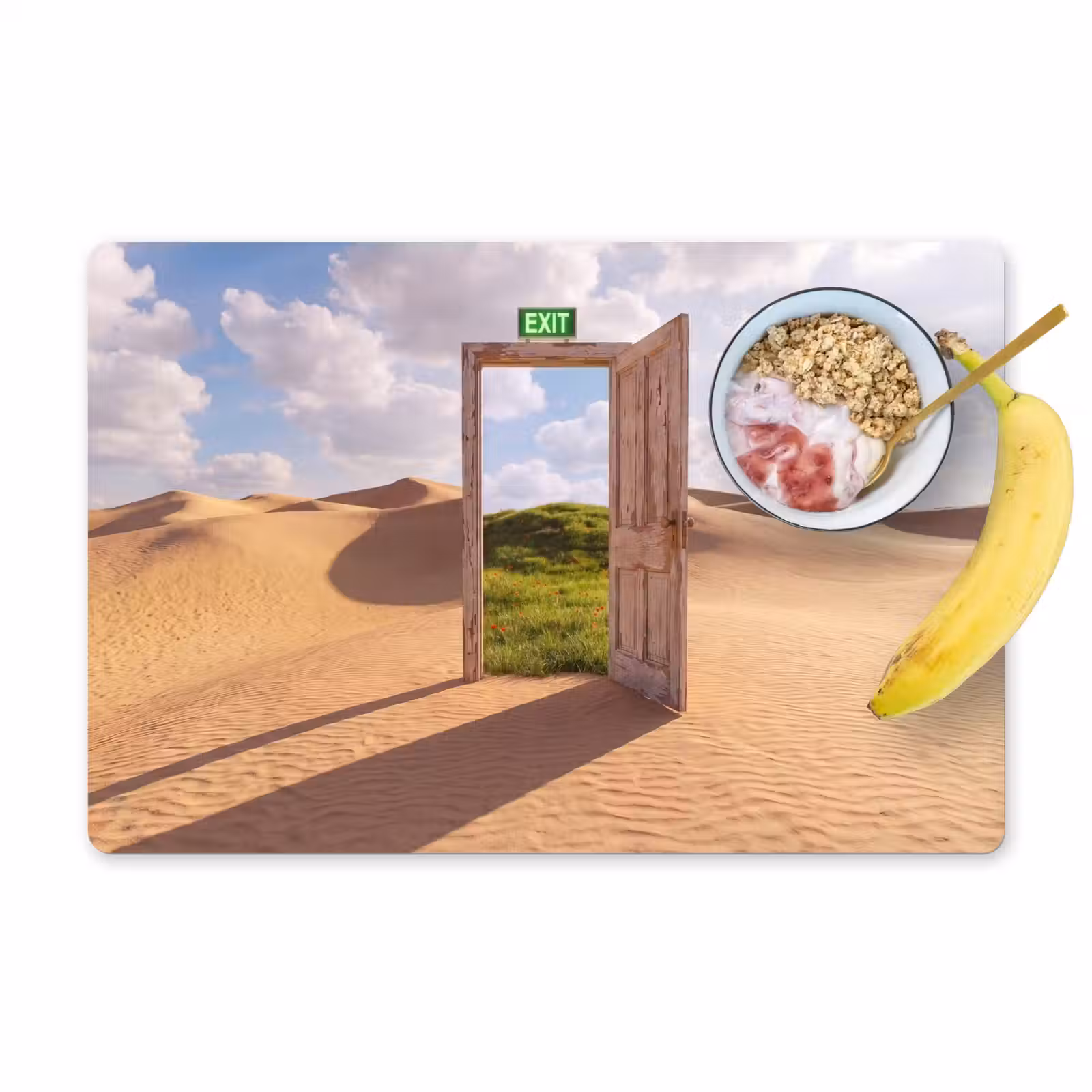 Placemat - 6 stuks - Deur - Woestijn - Gras — 1