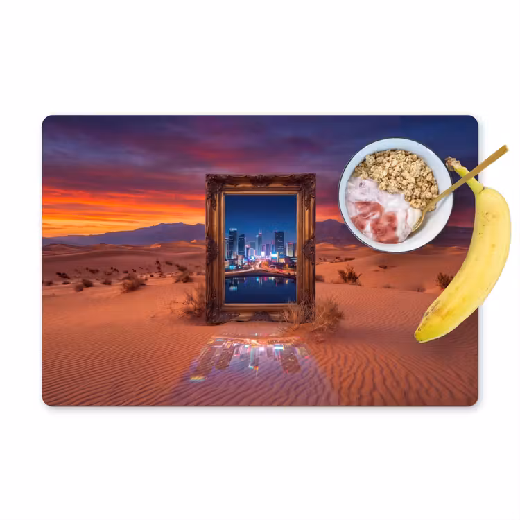 Placemat - 6 stuks - Kader - Stadsgezicht - Woestijn — 1