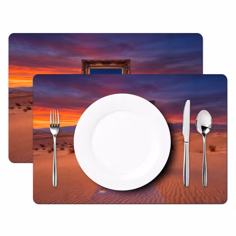 Placemat - 6 stuks - Kader - Stadsgezicht - Woestijn — 2