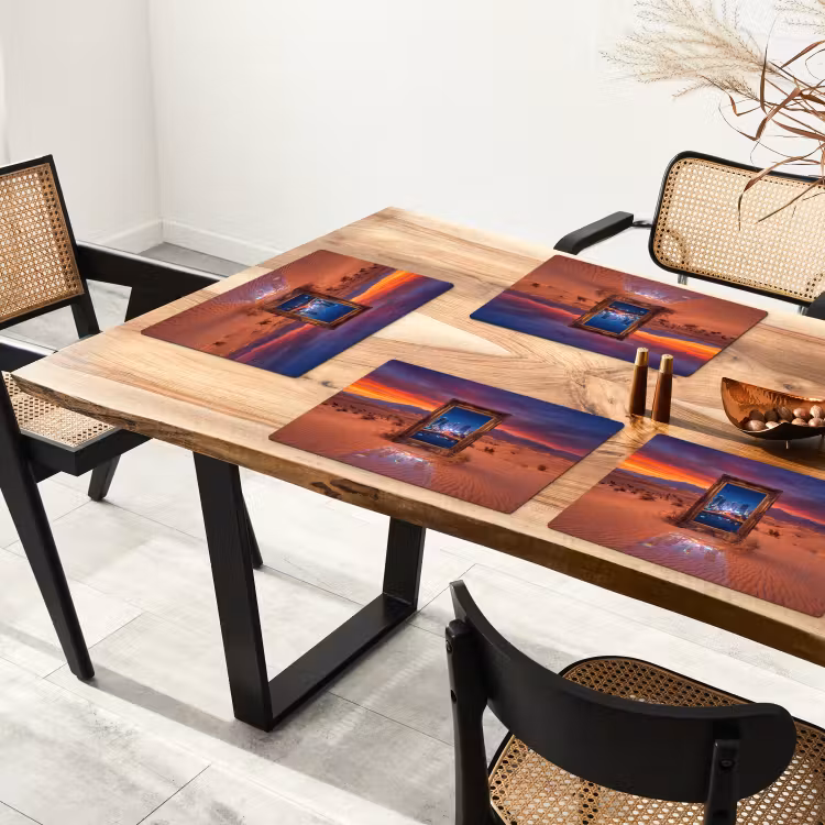 Placemat - 6 stuks - Kader - Stadsgezicht - Woestijn — 3