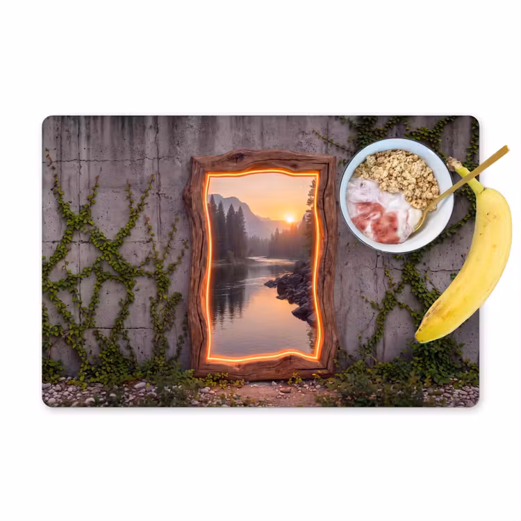 Placemat - 6 stuks - Landschap - Kader - Licht — 1