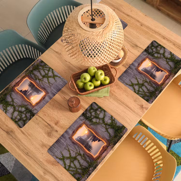 Placemat - 6 stuks - Landschap - Kader - Licht — 4