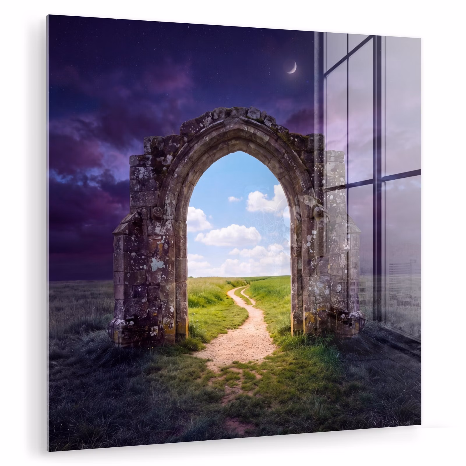 Glas schilderij - Boog - Landschap - Contrast — 1