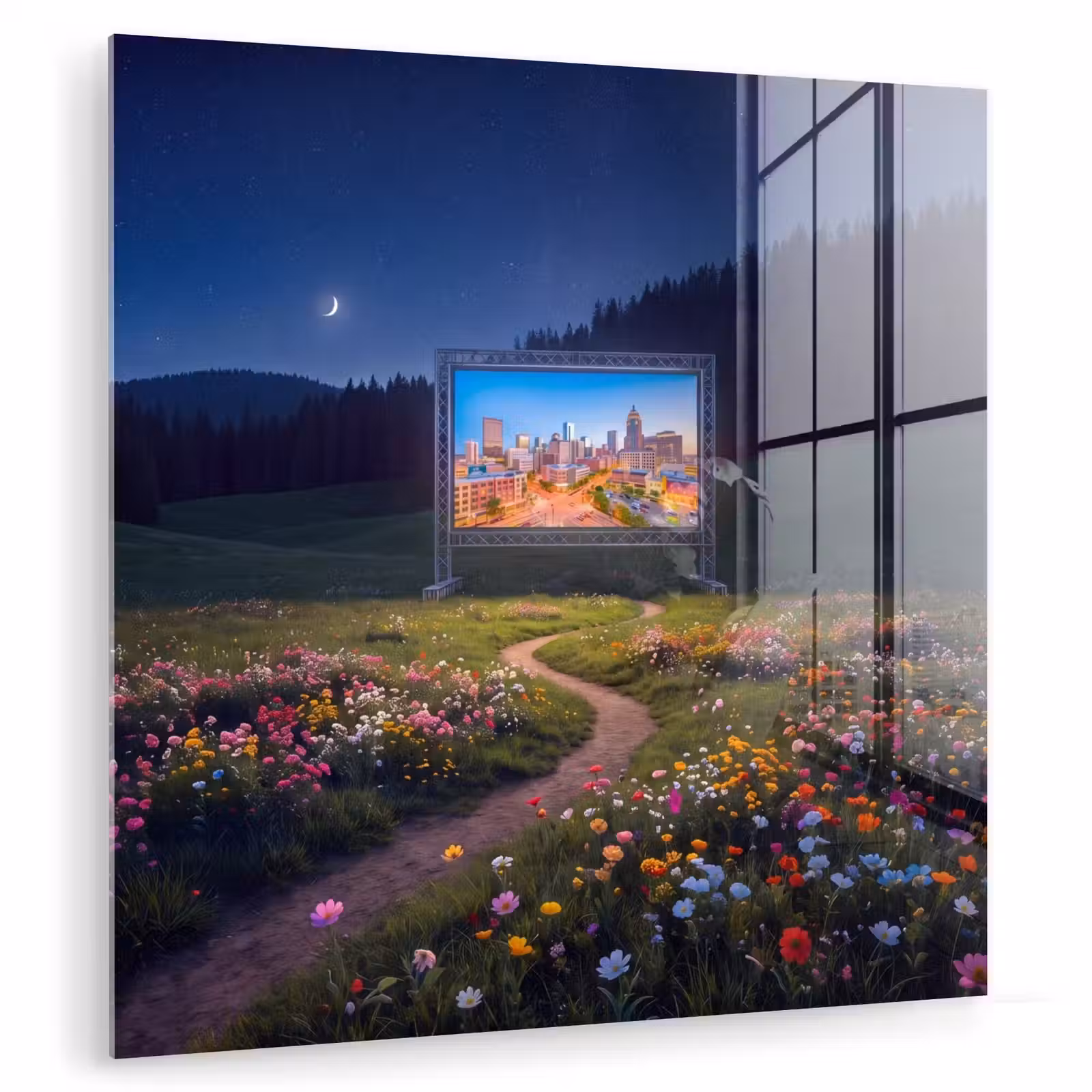 Glas schilderij - Scherm - Stad - Natuur — 1