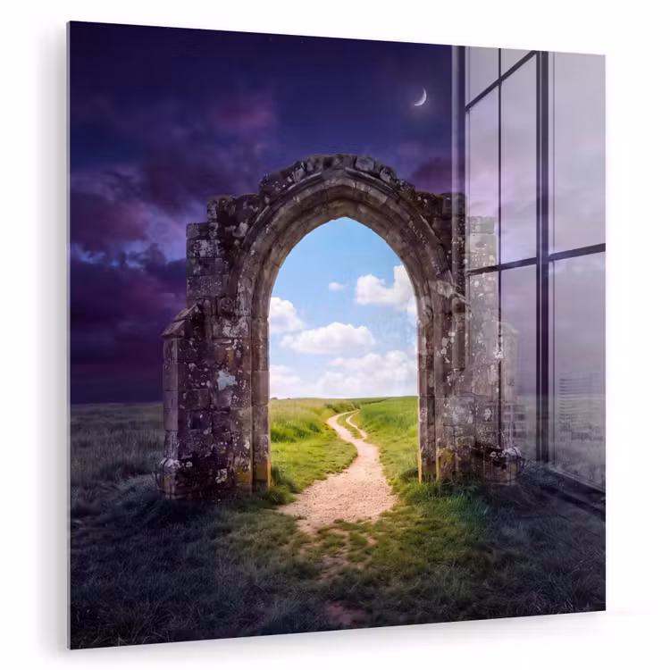 Glas schilderij - Boog - Landschap - Contrast — 1