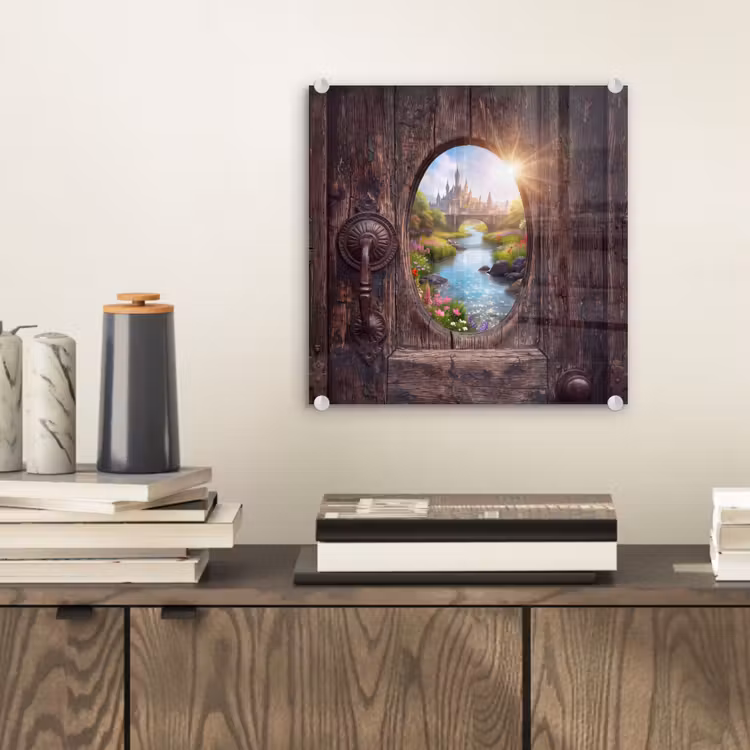 Glas schilderij - Kasteel - Rivier - Natuur — 2
