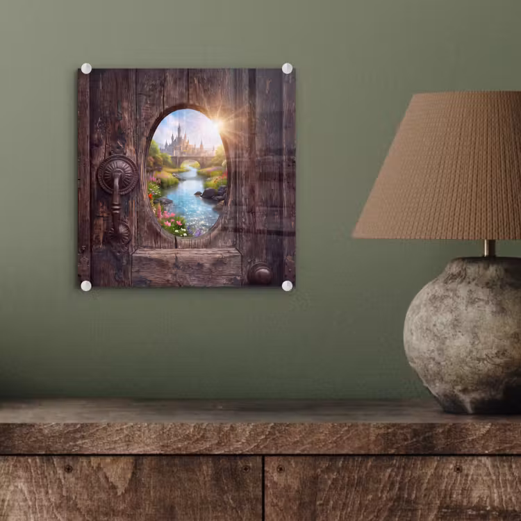 Glas schilderij - Kasteel - Rivier - Natuur — 4
