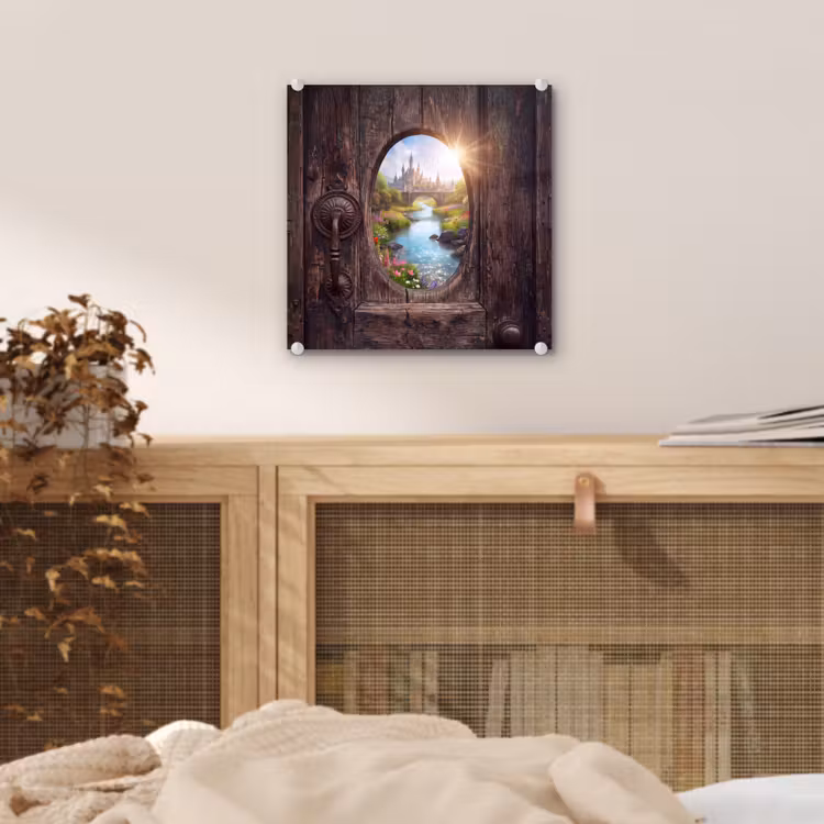 Glas schilderij - Kasteel - Rivier - Natuur — 5