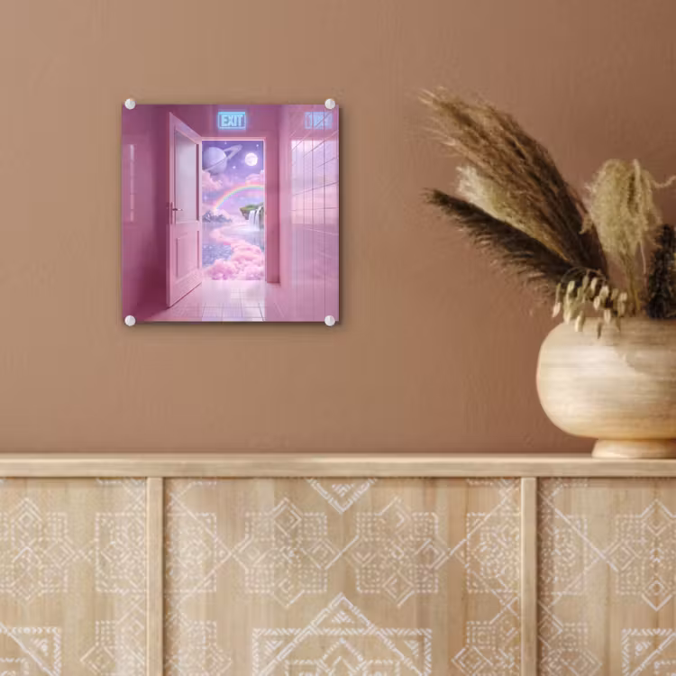 Glas schilderij - Roze deur - Fantasie — 6