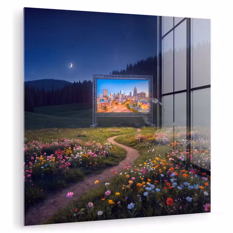 Glas schilderij - Scherm - Stad - Natuur — 1