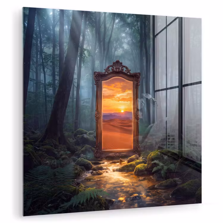 Glas schilderij - Spiegel - Bos - Natuur — 1