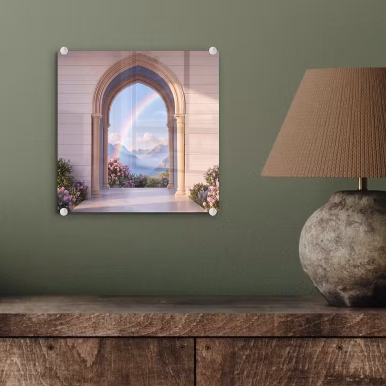 Glas schilderij - Boog - Bergen - Regenboog — 4
