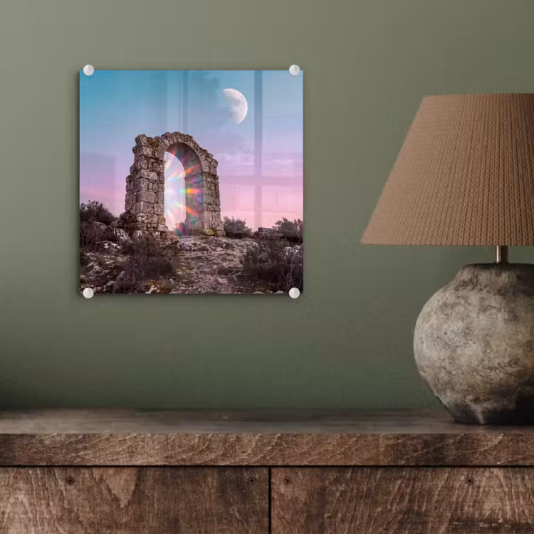 Glas schilderij - Boog - Regenboog - Maan — 4
