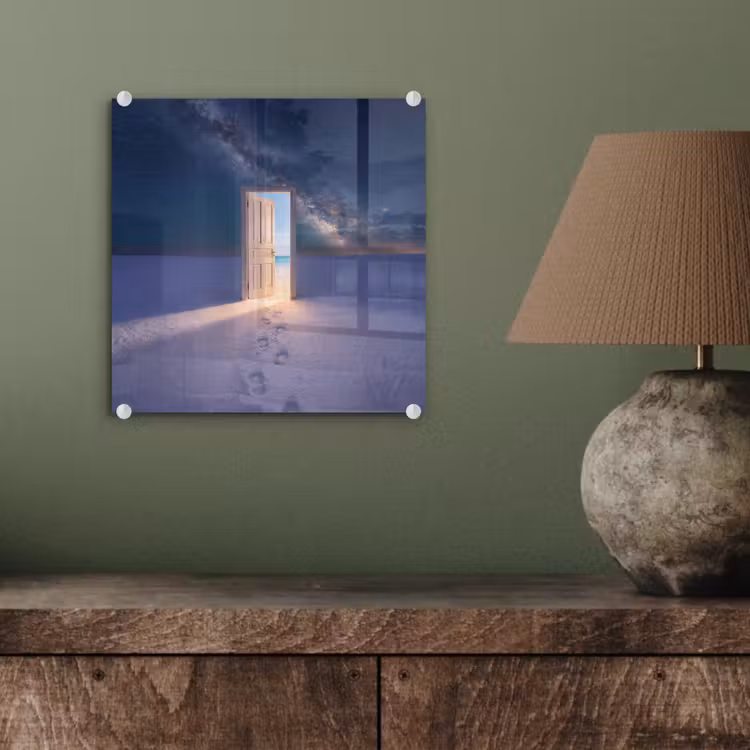 Glas schilderij - Deur - Sneeuw - Strand — 4
