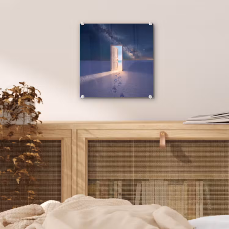 Glas schilderij - Deur - Sneeuw - Strand — 5
