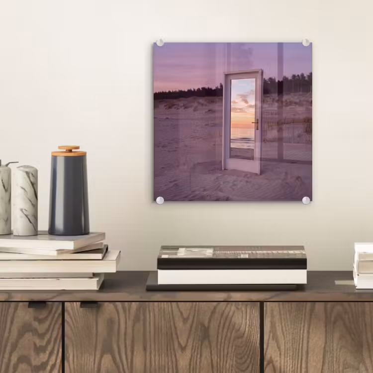 Glas schilderij - Spiegel - Zee - Zonsondergang — 2