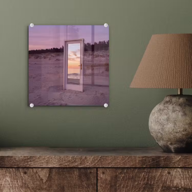 Glas schilderij - Spiegel - Zee - Zonsondergang — 4