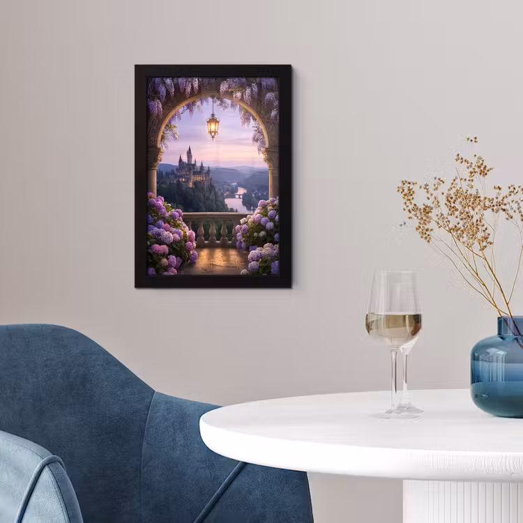 Poster met lijst - Kasteel - Rivier - Avond — 4