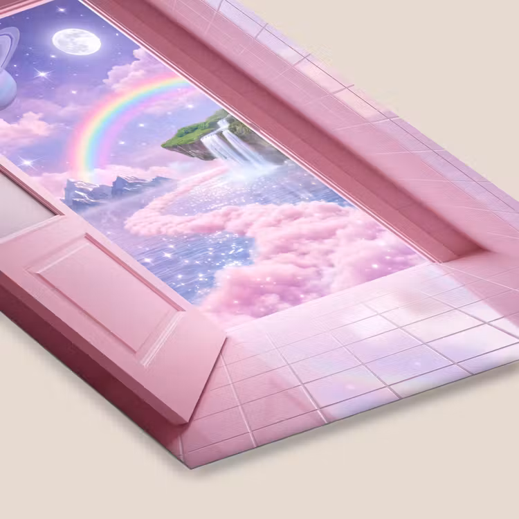 Poster met lijst - Roze deur - Fantasie — 7