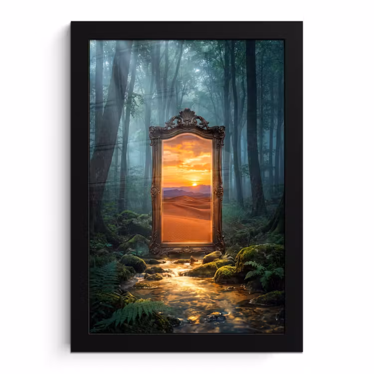 Poster met lijst - Spiegel - Bos - Natuur — 1
