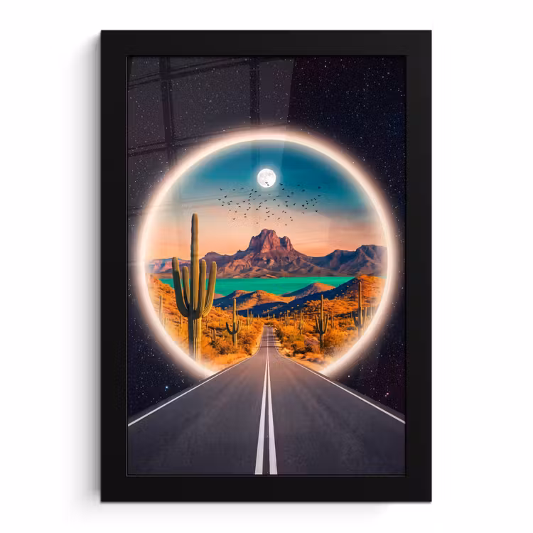 Poster met lijst - Weg - Woestijn - Natuur — 1