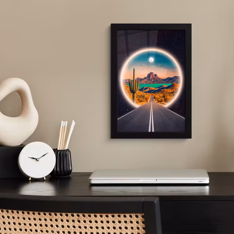 Poster met lijst - Weg - Woestijn - Natuur — 2