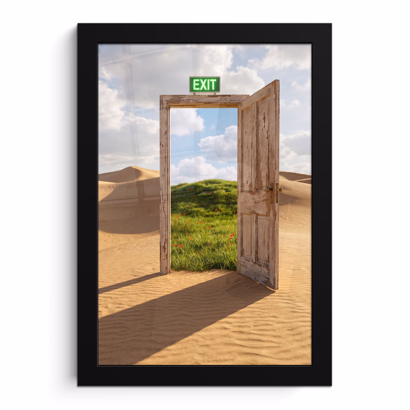Poster met lijst - Deur - Woestijn - Gras — 1