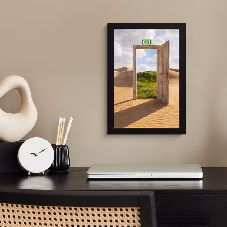 Poster met lijst - Deur - Woestijn - Gras — 2