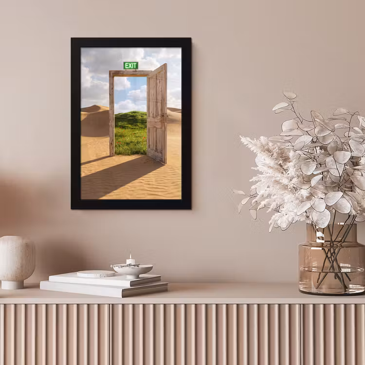 Poster met lijst - Deur - Woestijn - Gras — 5