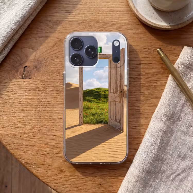 Telefoonhoesje Softcase - Deur - Woestijn - Gras — 2